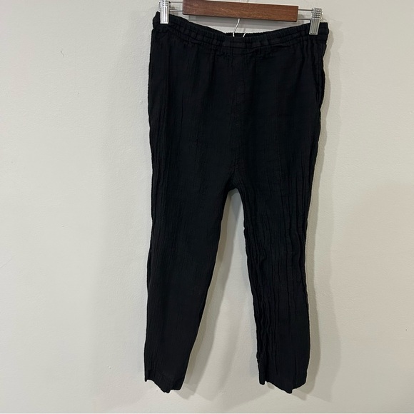 Theory Black Straight Leg Gauze Drawstring Elastic Waist Pull On Pants Size 4 - Picture 5 of 6